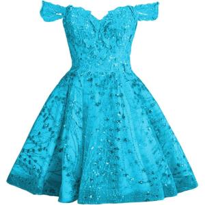 imageYoujiayi 3D Butterfly Short Homecoming Dresses Sparkly Sequin Prom Dress for Teens Off Shoulder DAMA Dress for QuinceaneraBlue