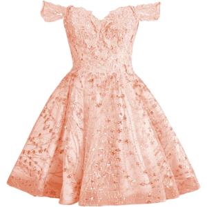 imageYoujiayi 3D Butterfly Short Homecoming Dresses Sparkly Sequin Prom Dress for Teens Off Shoulder DAMA Dress for QuinceaneraBlush Pink