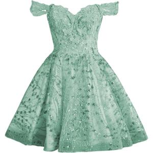 imageYoujiayi 3D Butterfly Short Homecoming Dresses Sparkly Sequin Prom Dress for Teens Off Shoulder DAMA Dress for QuinceaneraDusty Sage