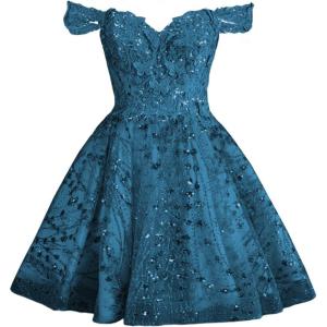 imageYoujiayi 3D Butterfly Short Homecoming Dresses Sparkly Sequin Prom Dress for Teens Off Shoulder DAMA Dress for QuinceaneraTeal