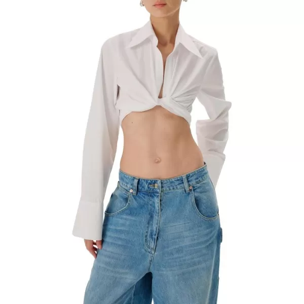 Ronny Kobo Womens Palmer Cotton Poplin Crop TopOptic White