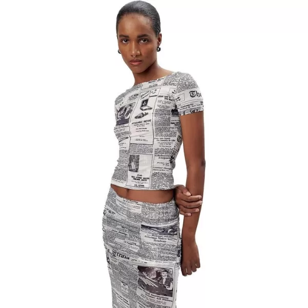 Ronny Kobo Womens Zanabar TopNewspaper Print