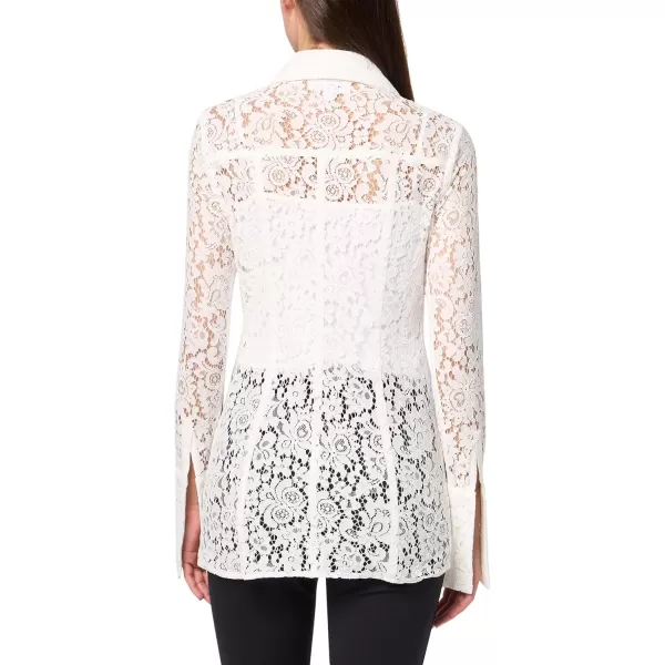 Ronny Kobo Womens Hana Long Sleeve Lace Button Down TopWhite