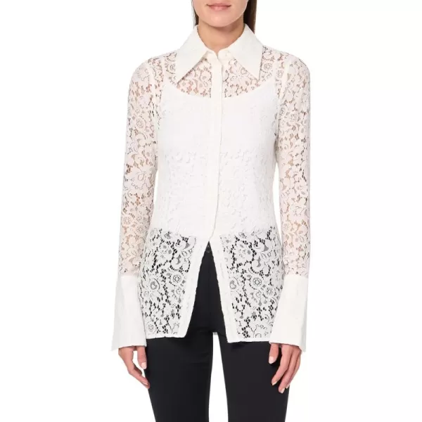 Ronny Kobo Womens Hana Long Sleeve Lace Button Down TopWhite