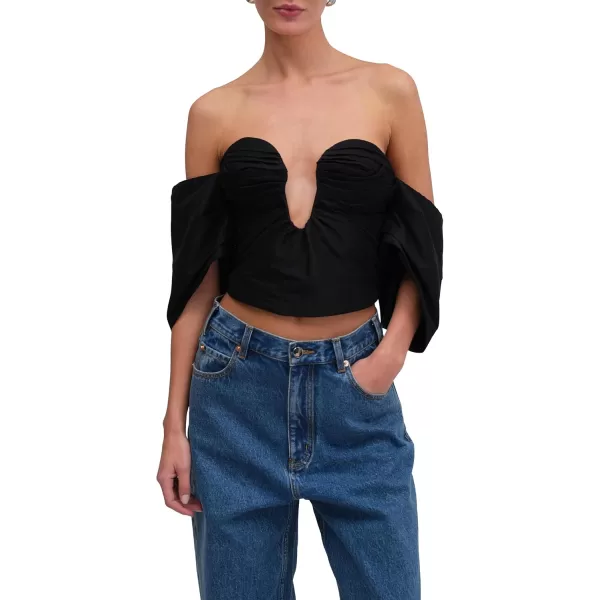 Ronny Kobo Womens Off The Shoulder Marco TopJet Black