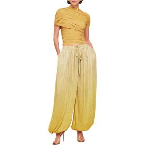 imageRonny Kobo Womens Short Sleeve Ruched Jersey Vega TopSand Castle