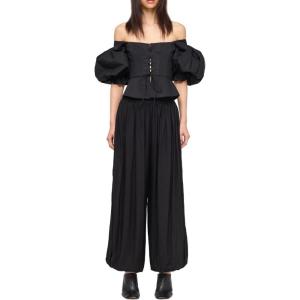 imageRonny Kobo womens Puff Sleeve Linen Midler TopBlack