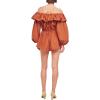 imageRonny Kobo Womens Poplin Off the Shoulder Beatriz RomperBourbon