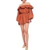 imageRonny Kobo Womens Poplin Off the Shoulder Beatriz RomperBourbon