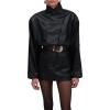 imageRonny Kobo Womens Maddix Longsleeve Faux Leather Mini DressJet Black