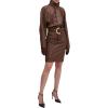 imageRonny Kobo Womens Regan Faux Leather Longsleeve Midi DressChocolate Brown
