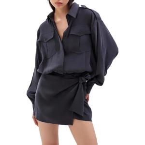 imageRonny Kobo Womens Longsleeve Mini Cotton Andes DressNavy