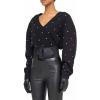 imageRonny Kobo Womens Corin Crystal Knit VneckBlack