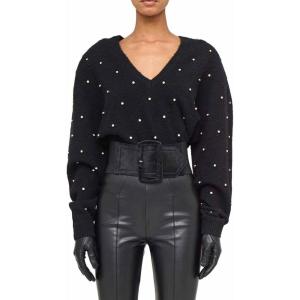 imageRonny Kobo Womens Corin Crystal Knit VneckBlack