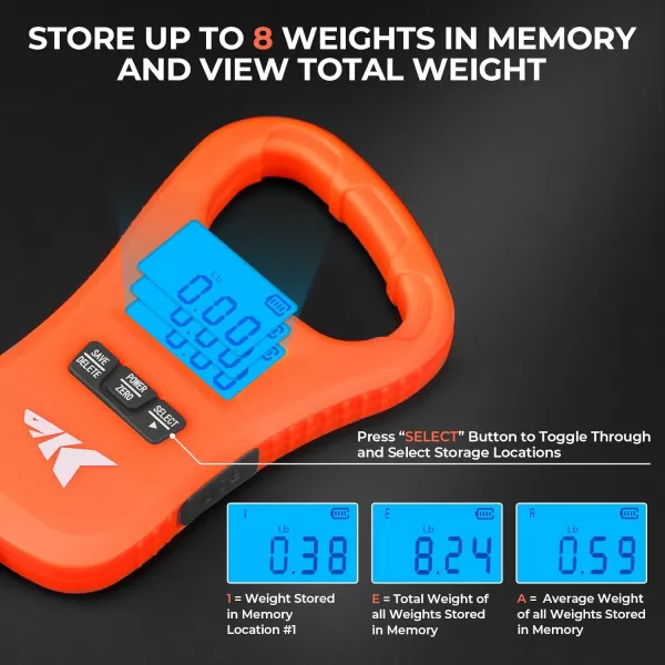 KastKing Fish Scale ToughTide USB Charging Fishing Scale 65lb Capacity UltraThin Digital Fish Scale LCD Display Ergonomic Handle Fish Scales Digital Weight Fishing Accessories for MenBright Orange