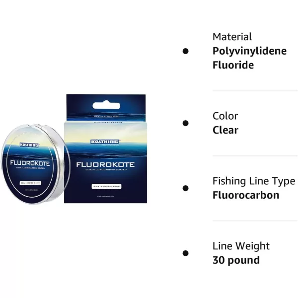 KastKing Fluorokote 100 Fluorocarbon Coated Fishing Line Fluorocarbon Leader Extreme ClarityFast SinkingShock Resistant High Abrasion Resistance30LB136KG 048mm150Yard