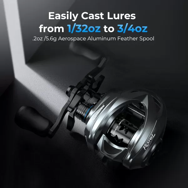 KastKing Kestrel Finesse Baitcasting Reel UltraLightweight Only 45 oz Easily Cast Lures Down to 132 oz 111 Double Shielded Ball Bearings Available in 841 and 751 Gear RatiosB Left Handed  751