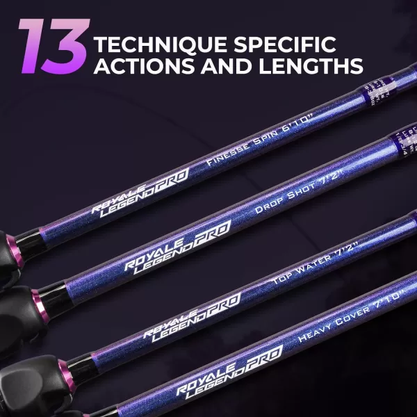 KastKing Royale Legend Pro Technique Bass Fishing Rods KastFlex IM7 Graphite Blanks Fuji FazLite Guides SlipLock Technology Handles PTS Power Transition System Custom Foregrip and Hook KeeperSpindrop Shot72m Fast2 Pcs