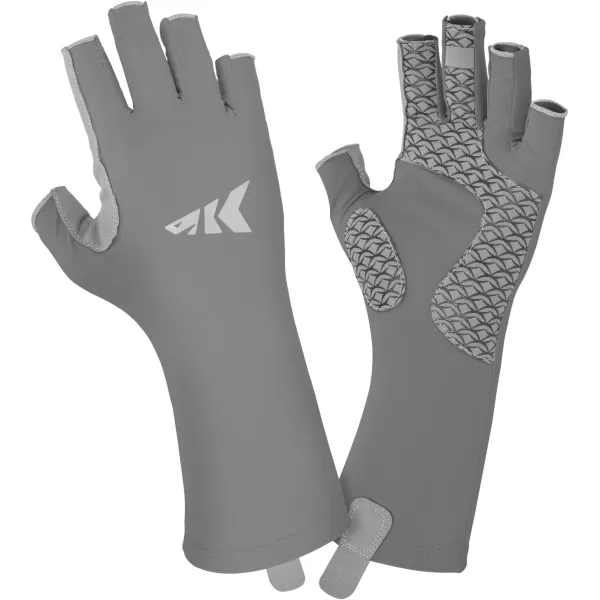 KastKing Sol Armis Pro Fishing Gloves UPF 50 Sun Protection 34 Fingerless Gloves QuickDry Extended Cuff UV Protection Gloves for Outdoor Kayaking Rowing Paddling Canoeing HuntingDark Gray