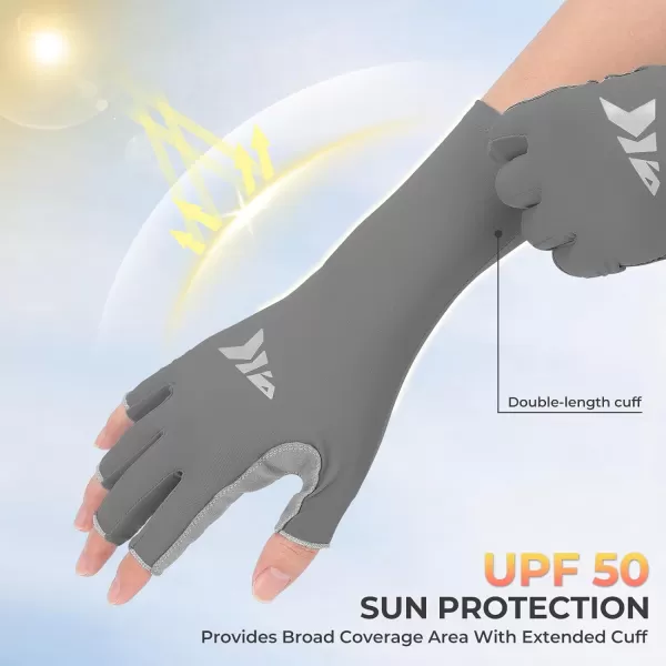 KastKing Sol Armis Pro Fishing Gloves UPF 50 Sun Protection 34 Fingerless Gloves QuickDry Extended Cuff UV Protection Gloves for Outdoor Kayaking Rowing Paddling Canoeing HuntingDark Gray