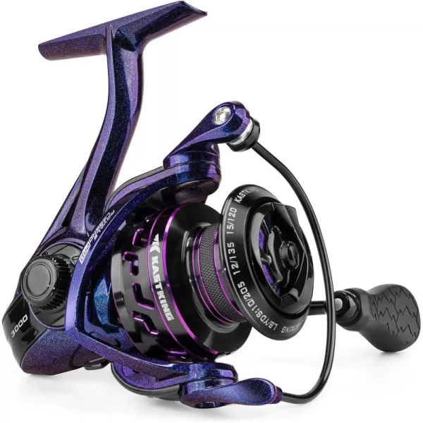 KastKing Royale Legend Pro Spinning Fishing Reel Lightweight Yet Powerful DigiCut Aluminum Gear Aerodynamic Reel Rotor 621 Gear Ratio 25LBs Max Drag TPE Handle Knobs Unique Celestial ColorSize4000