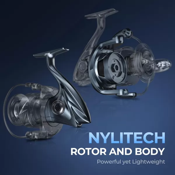 KastKing ReKon Saltwater Spinning Reel  Up to 55LBs Max Drag Big Game Fishing Reel  Innovative NyliTech Body Water Resistant  MaxiDur 511 CorrosionResistance Bearing System6000