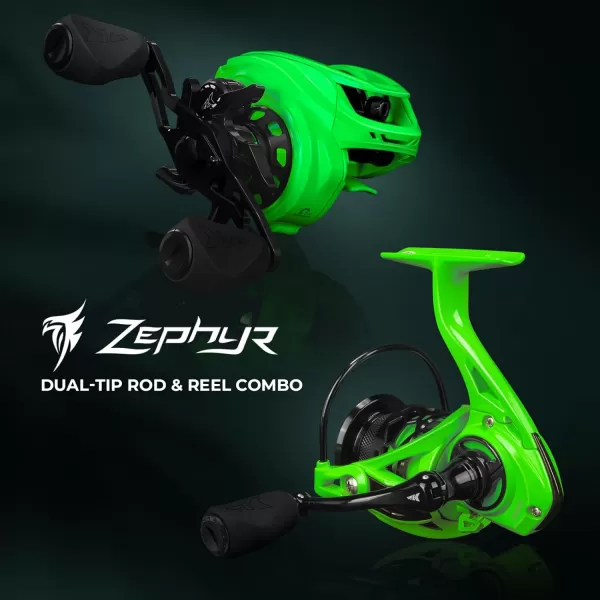 KastKing Zephyr Dualtip Fishing Rod  Reel Combo Dual Tips Section for Different Powers IM6 Graphite 2Pc Blanks KastFlex Technology Rubber Cork Handle Integrate Hook Keeper 8 ModelsSpin 70 M Mh Dualtips Rod 3000 Reel