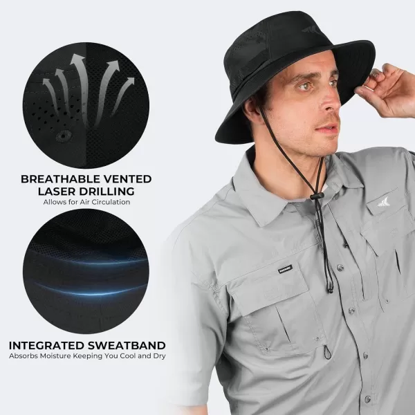 KastKing Field Trekker Bucket HatUPF 50 Protection Sun HatWaterRepellentBreathableAdjustable Fishing HatHiking HatBlack