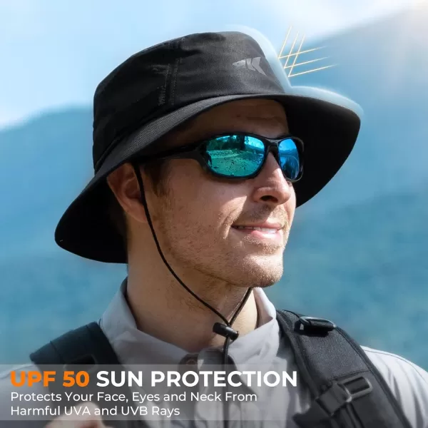 KastKing Field Trekker Bucket HatUPF 50 Protection Sun HatWaterRepellentBreathableAdjustable Fishing HatHiking HatBlack