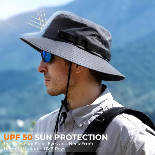 KastKing Field Trekker Bucket HatUPF 50 Protection Sun HatWaterRepellentBreathableAdjustable Fishing HatHiking HatGray