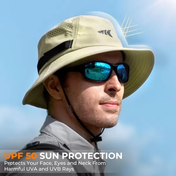 KastKing Field Trekker Bucket HatUPF 50 Protection Sun HatWaterRepellentBreathableAdjustable Fishing HatHiking HatKhaki