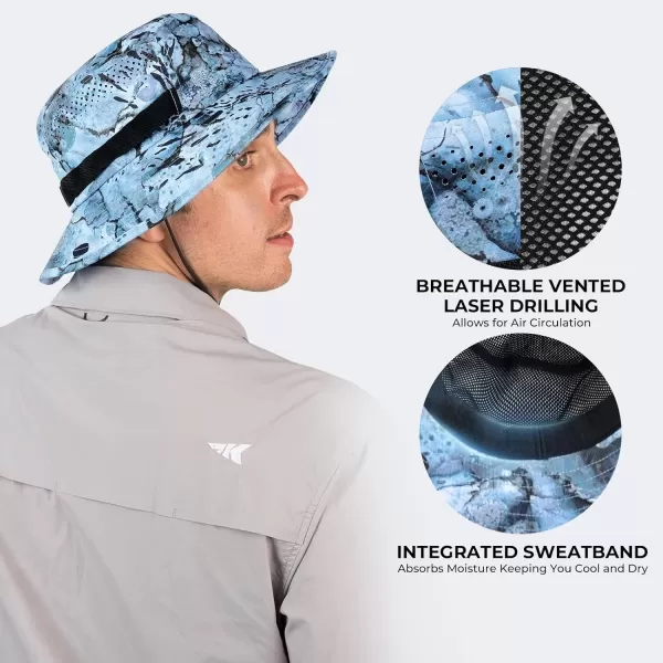 KastKing Field Trekker Bucket HatUPF 50 Protection Sun HatWaterRepellentBreathableAdjustable Fishing HatHiking HatPrym1 Stream Sky