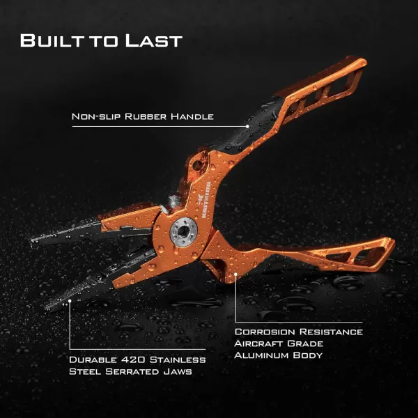 KastKing Gila 75inch Fishing Pliers with Scissor Line Cutters Aircraft Grade Aluminum Fishing Gear Saltwater Resistant Fishing Tools NonSlip Rubber HandleA 75 Straight nose plier  Burt Orange