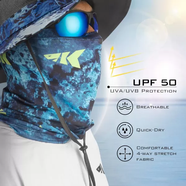 KastKing La Sal Neck GaiterUPF 50 Balaclava Face MaskNeck Gaiter for Men and WomenFace Cover Shield for FishingHikingFboulder Camo Posidononly One