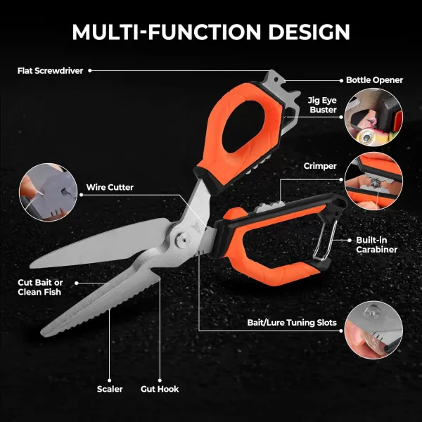 KastKing Paradox 9Inch Fishing Bait Shears Multifunctional Fishing Scissors With 5CR15 Stainless Steel Blades NonSlip Rubber Handle Protective Sheath BuiltIn CarabinerC 9 Bait Shears