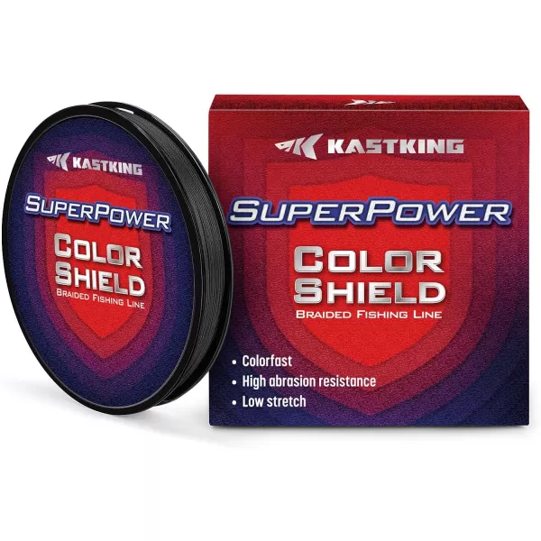 KastKing Superpower ColorShield Braided Fishing Line  Colorfast Braided Line 100 Solution Dyed UHMWPE Fiber Smooth amp Strong Superline Near Zero Stretch Sensitive High Abrasion ResistanceE Black