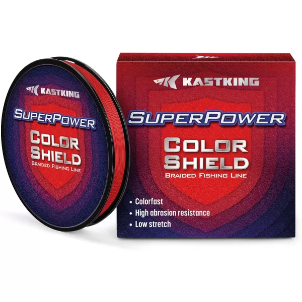 KastKing Superpower ColorShield Braided Fishing Line  Colorfast Braided Line 100 Solution Dyed UHMWPE Fiber Smooth amp Strong Superline Near Zero Stretch Sensitive High Abrasion ResistanceD Red