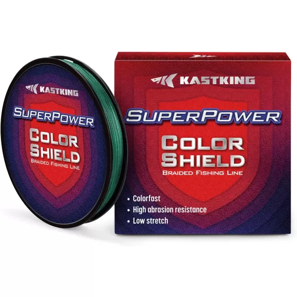 KastKing Superpower ColorShield Braided Fishing Line  Colorfast Braided Line 100 Solution Dyed UHMWPE Fiber Smooth amp Strong Superline Near Zero Stretch Sensitive High Abrasion ResistanceB Moss Green