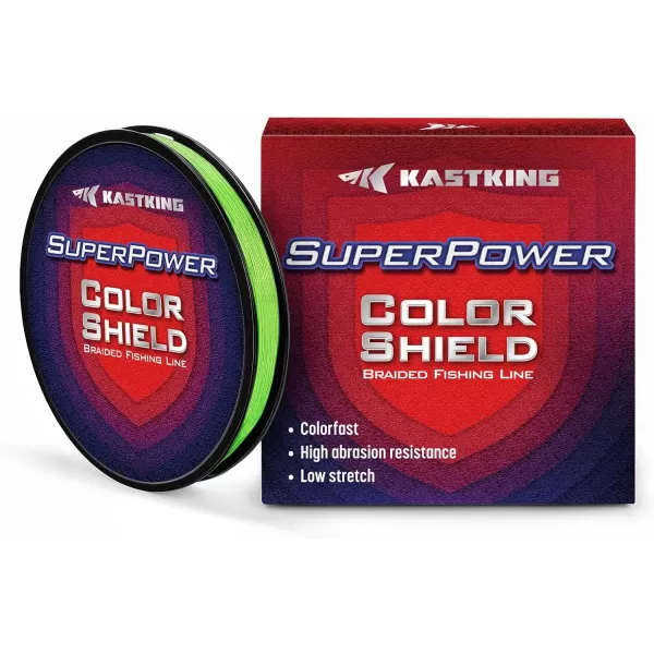 KastKing Superpower ColorShield Braided Fishing Line  Colorfast Braided Line 100 Solution Dyed UHMWPE Fiber Smooth amp Strong Superline Near Zero Stretch Sensitive High Abrasion ResistanceA Neon Green