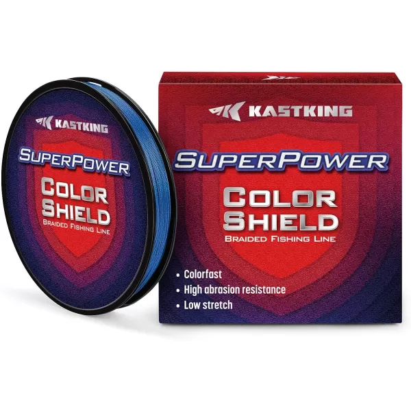 KastKing Superpower ColorShield Braided Fishing Line  Colorfast Braided Line 100 Solution Dyed UHMWPE Fiber Smooth amp Strong Superline Near Zero Stretch Sensitive High Abrasion ResistanceC Blue