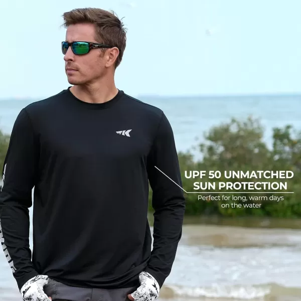 KastKing UPF 50 Fishing Shirts for Men Long Sleeve Fishing Hiking Shirt Breathable Moisture Wicking Sun Shirts for MenAblack