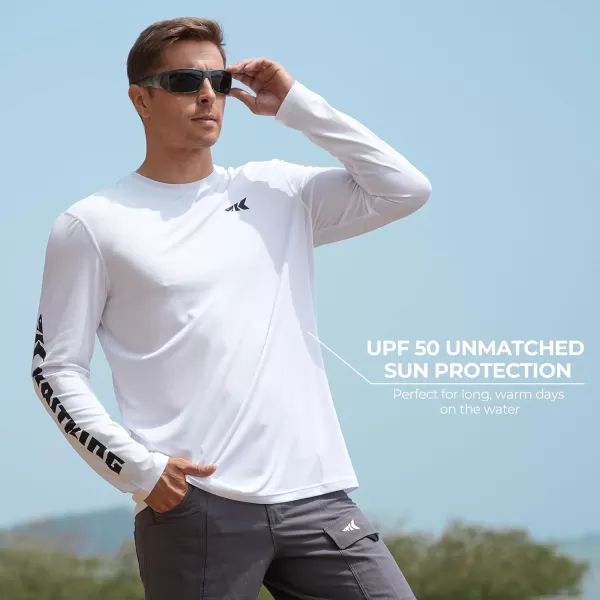 KastKing UPF 50 Fishing Shirts for Men Long Sleeve Fishing Hiking Shirt Breathable Moisture Wicking Sun Shirts for MenBwhite