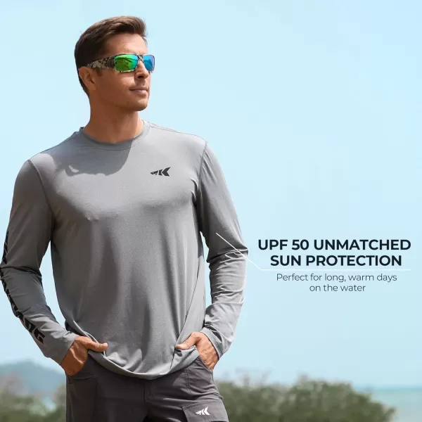 KastKing UPF 50 Fishing Shirts for Men Long Sleeve Fishing Hiking Shirt Breathable Moisture Wicking Sun Shirts for MenCheather Gray