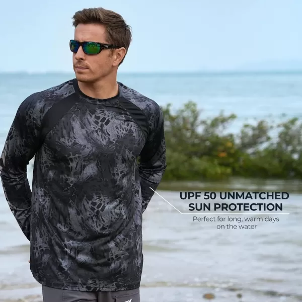 KastKing UPF 50 Fishing Shirts for Men Long Sleeve Fishing Hiking Shirt Breathable Moisture Wicking Sun Shirts for MenFprym1blackout