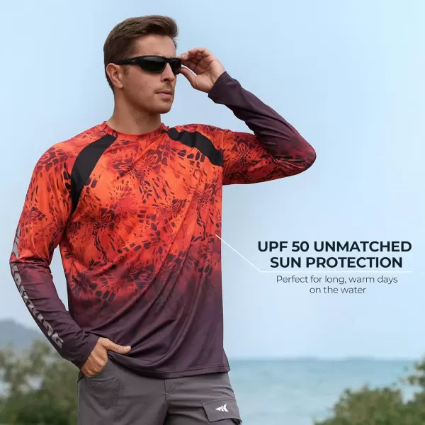 KastKing UPF 50 Fishing Shirts for Men Long Sleeve Fishing Hiking Shirt Breathable Moisture Wicking Sun Shirts for MenGprym1blaze Fade