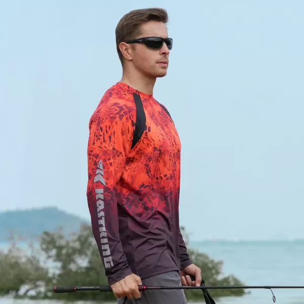 KastKing UPF 50 Fishing Shirts for Men Long Sleeve Fishing Hiking Shirt Breathable Moisture Wicking Sun Shirts for MenGprym1blaze Fade