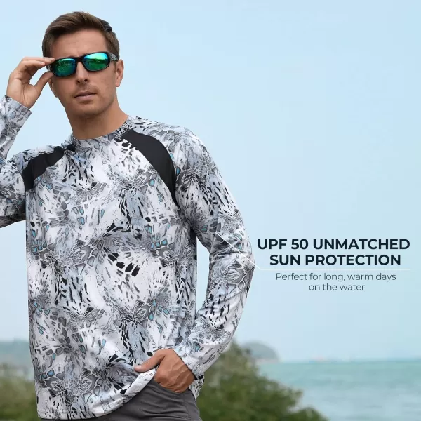 KastKing UPF 50 Fishing Shirts for Men Long Sleeve Fishing Hiking Shirt Breathable Moisture Wicking Sun Shirts for MenHprym1silver Mist