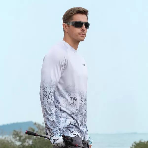 KastKing UPF 50 Fishing Shirts for Men Long Sleeve Fishing Hiking Shirt Breathable Moisture Wicking Sun Shirts for MenIprym1silver Mist Fade