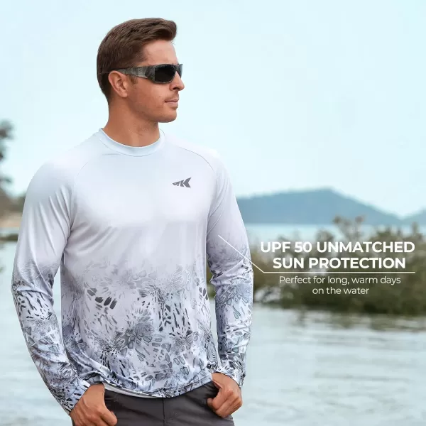 KastKing UPF 50 Fishing Shirts for Men Long Sleeve Fishing Hiking Shirt Breathable Moisture Wicking Sun Shirts for MenIprym1silver Mist Fade