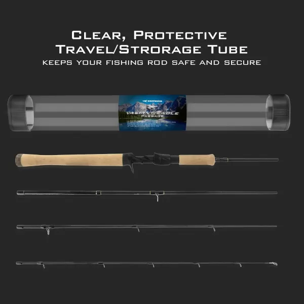 KastKing Valiant Eagle Passage Travel Fishing Rods 4 amp 6 Pc Pack Rods Spinning Casting and Fly Models IM6 Graphite Blank Ti Oxide LTS Ring Guides Beautiful Cork Handles amp Travel TubeB Cast 76FastH Power